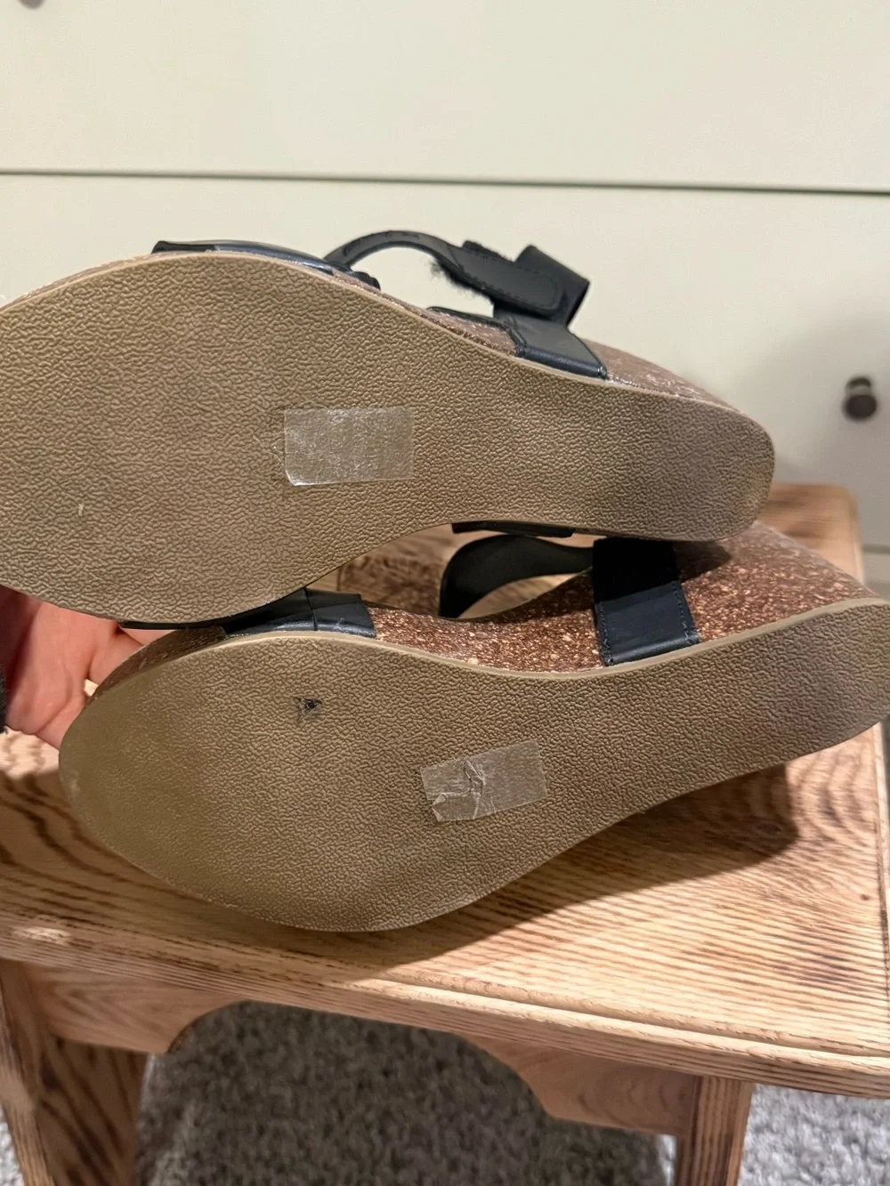 Blowfish Black Cork Wedge Sandals with Braided Strap Detail